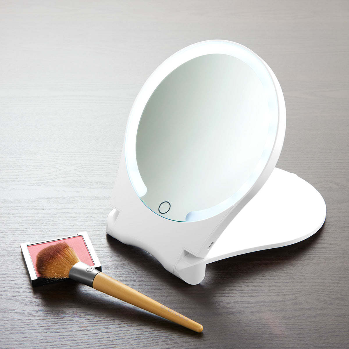 10X Lighted Folding Travel Mirror by Sharper Image